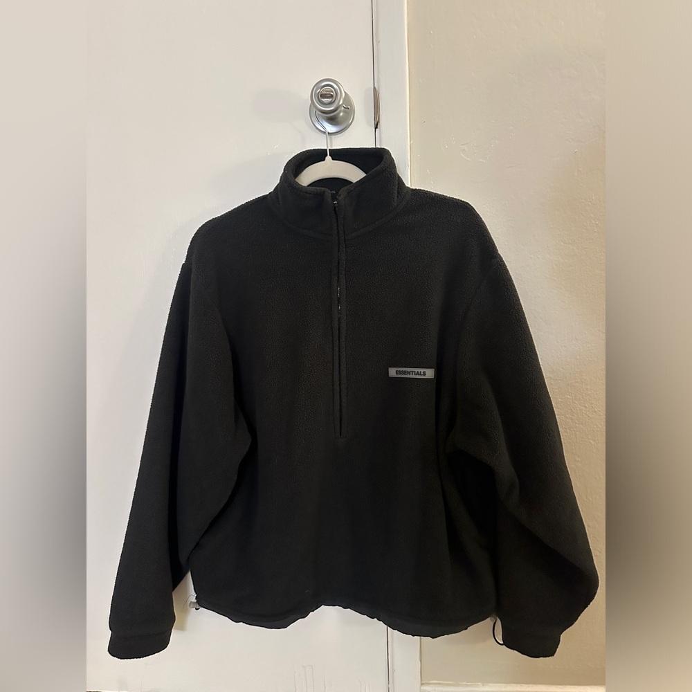 Fear of God ESSENTIALS Black Polar Fleece Half-Zip Sweater